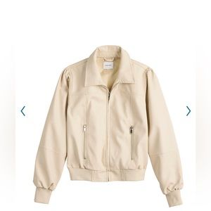 Nine West Faux-Leather Aviator Jacket